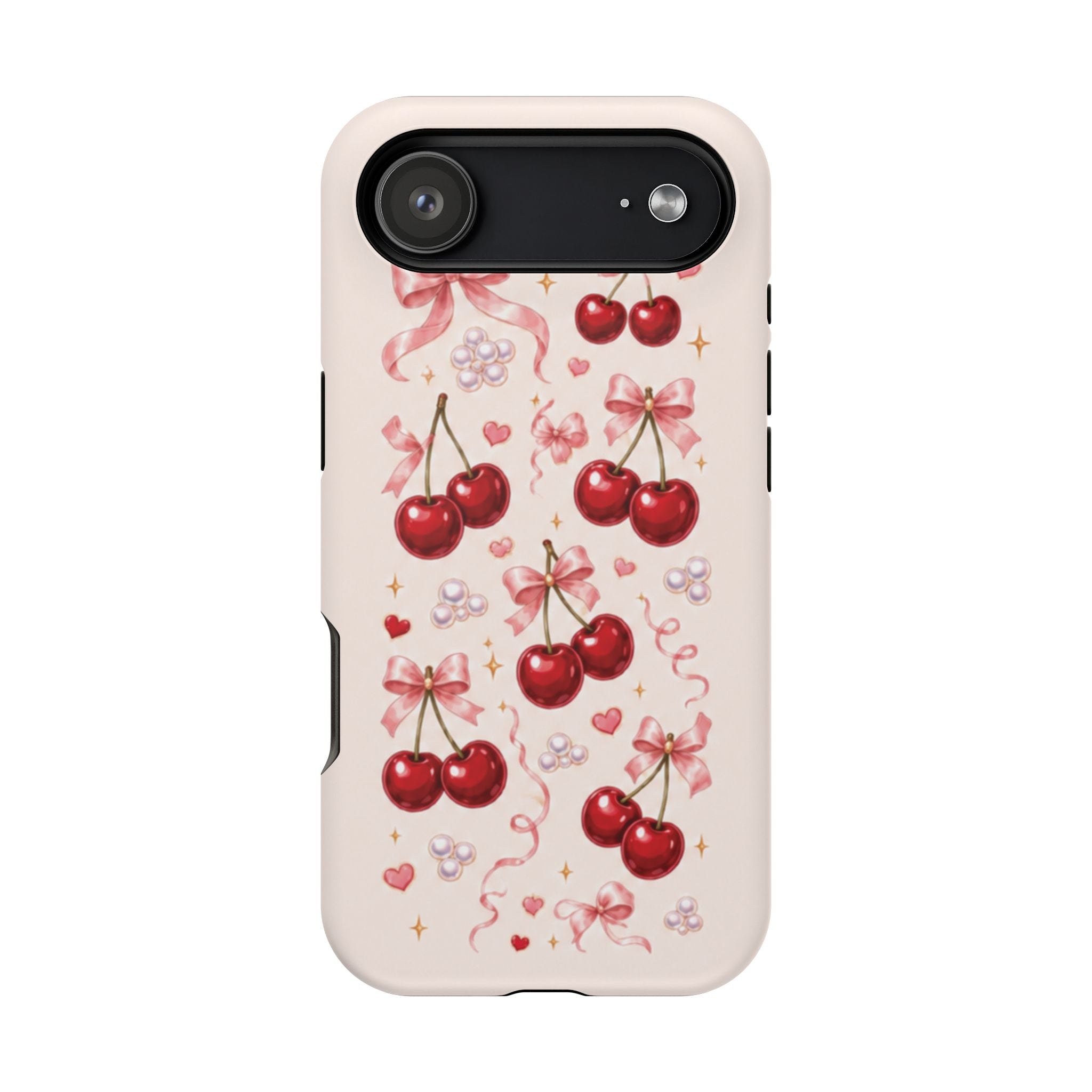 Vintage Cherry Pink Bow MagSafe iPhone Case
