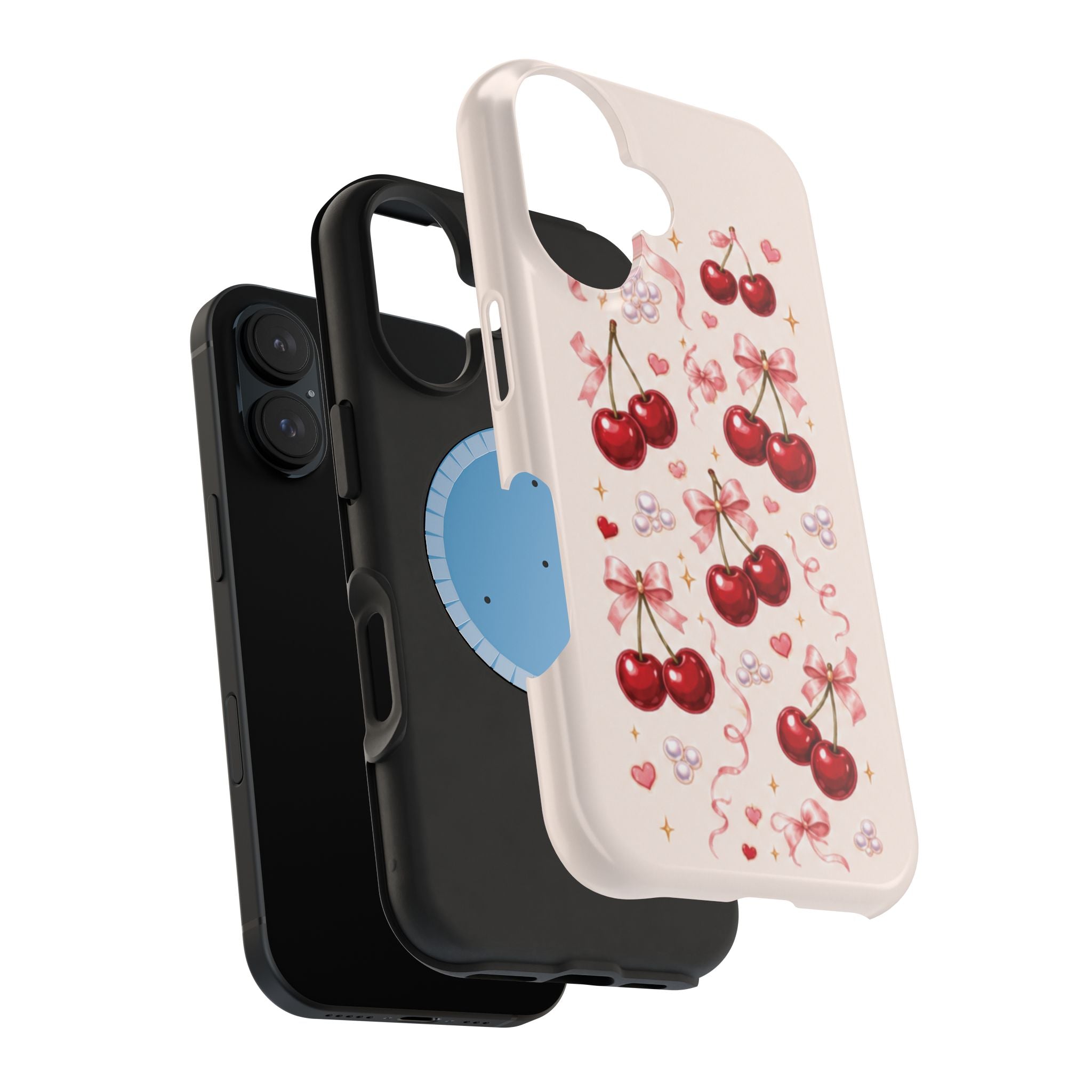 Vintage Cherry Pink Bow MagSafe iPhone Case