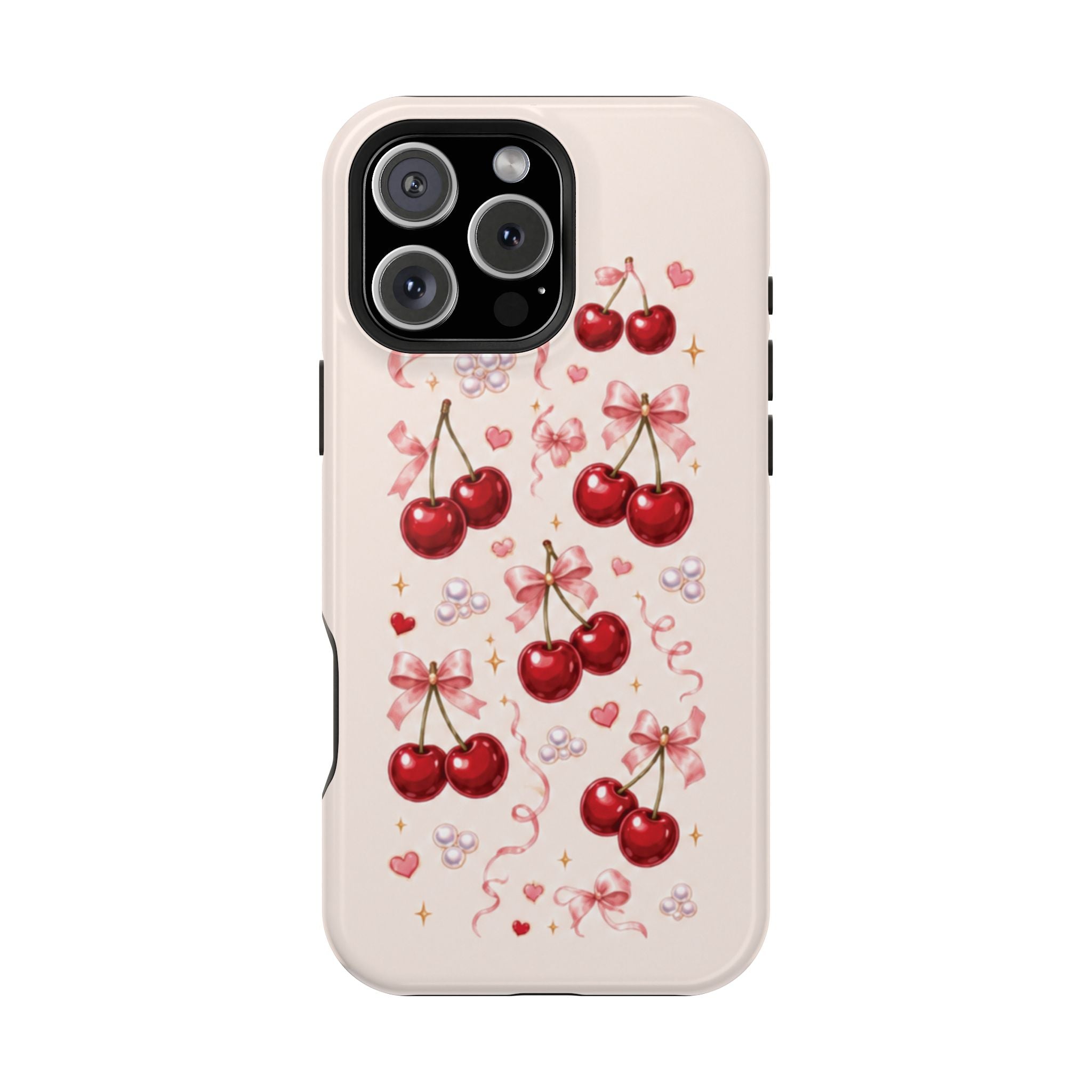 Vintage Cherry Pink Bow Tough iPhone Case