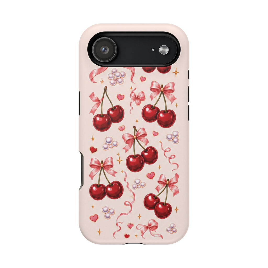 Vintage Cherry Pink Bow Magnetic Protective Case