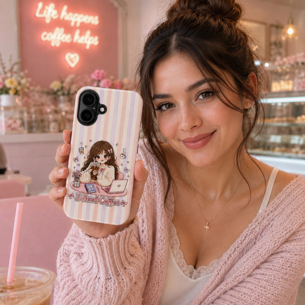 Anime I Need Coffee Tough iPhone Case