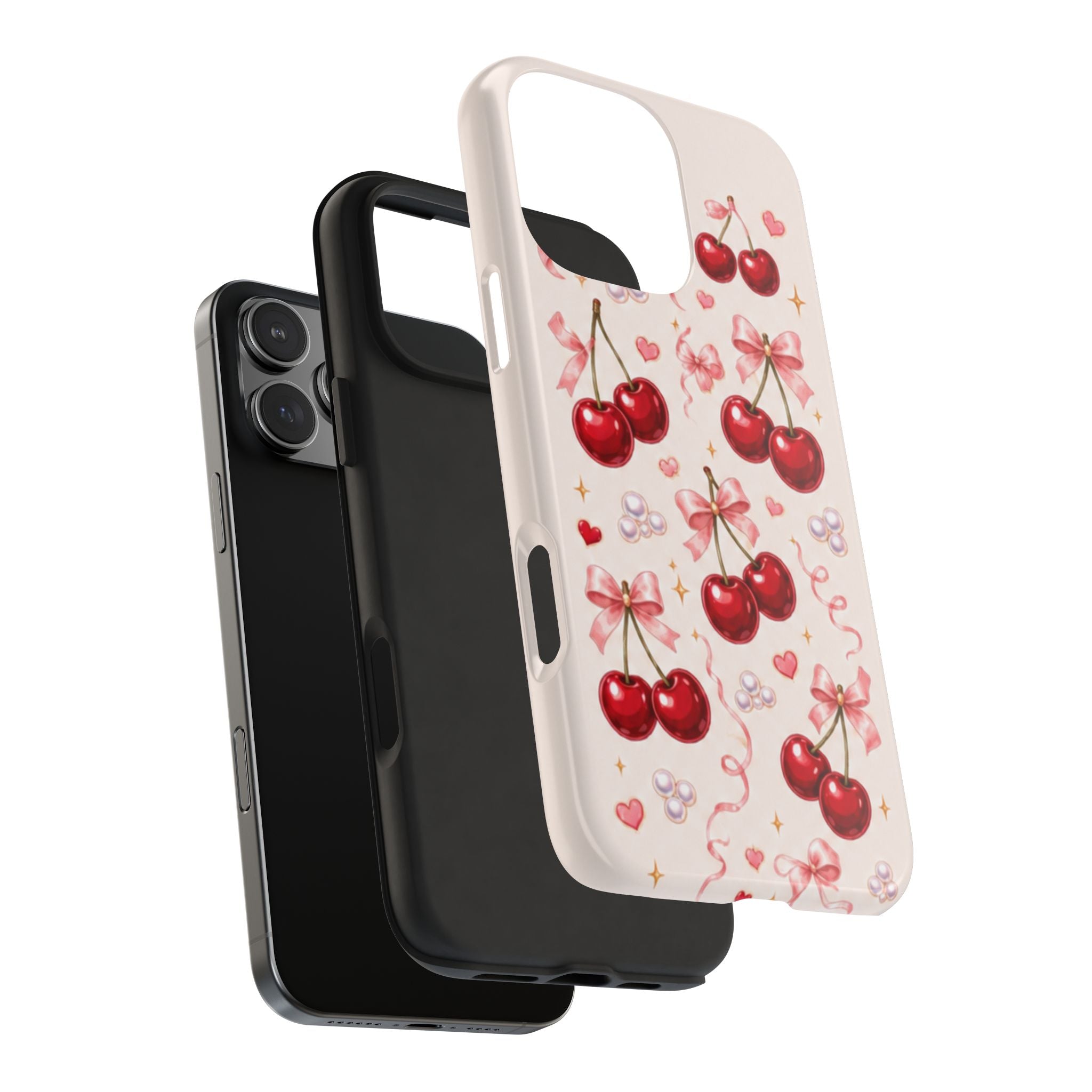 Vintage Cherry Pink Bow Tough iPhone Case