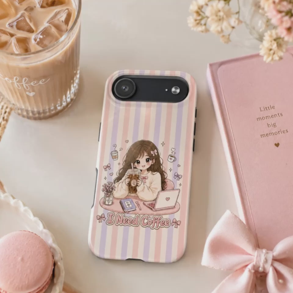 Anime I Need Coffee Tough iPhone Case